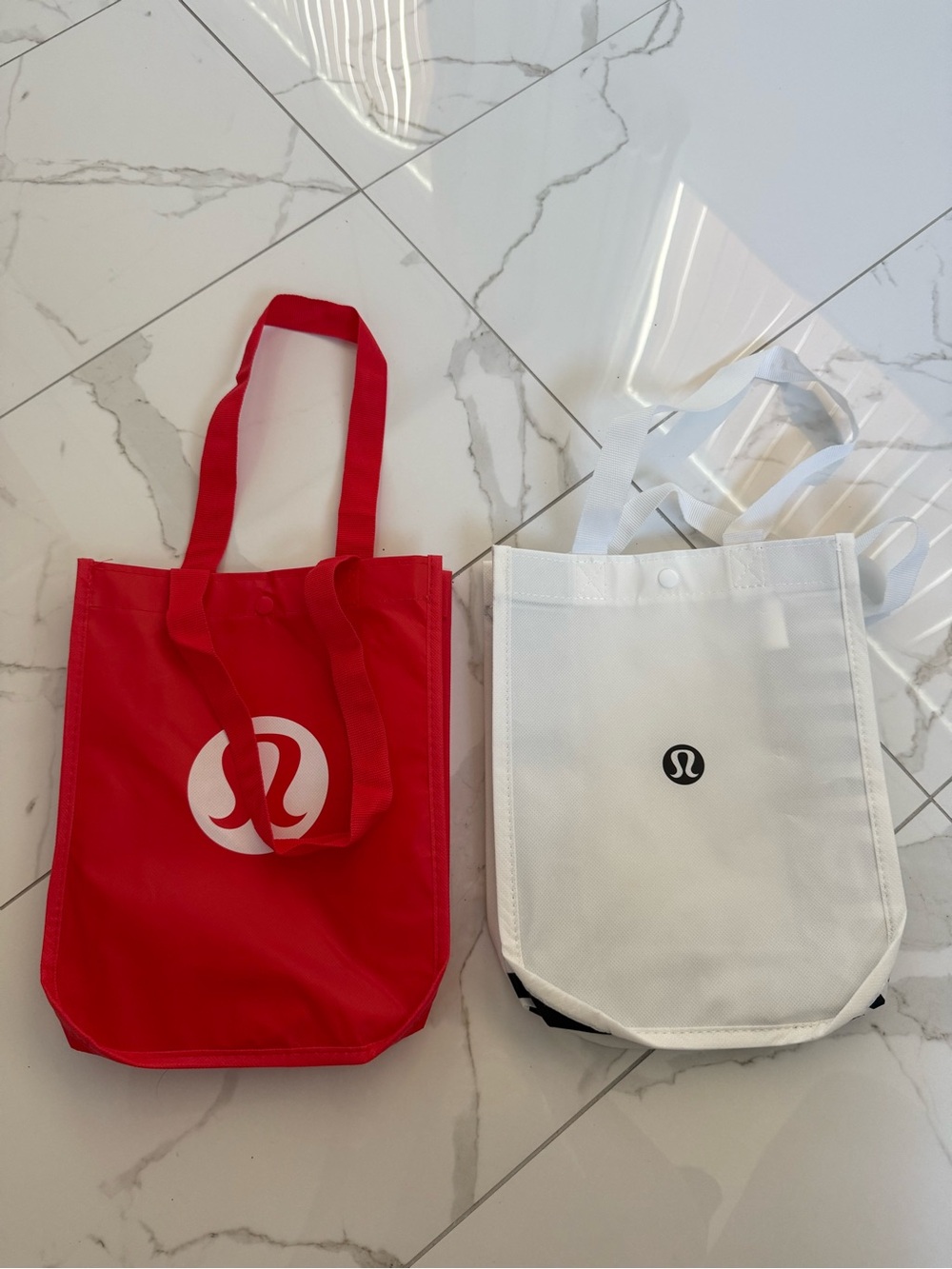 lululemon athletica Red and White Logo Tote Bag Pair